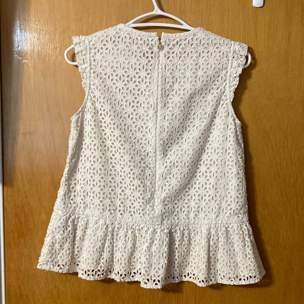 SOLD. Kate Spade sz2 Lace Peplum Top - White - Picture 5 of 8